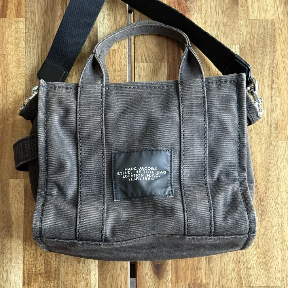 Marc Jacobs The Canvas Tote Bag Black with Detachable Strap~FADED~ NO RETURNS